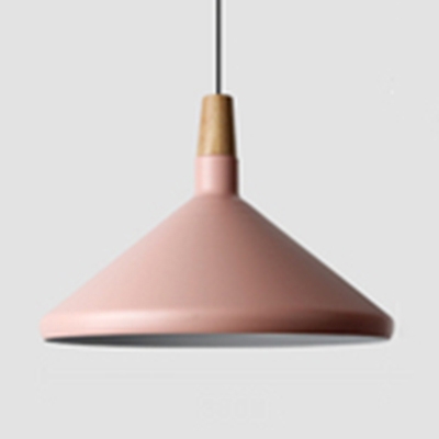 Metal Conical Pendant Lamp Restaurant One Light Contemporary Hanging Light in Black/Gray/Pink/White