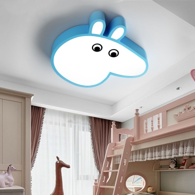 Metal Piggy LED Ceiling Mount Light Animal 4-Color Choice Flush Light in Warm/White for Kid Bedroom