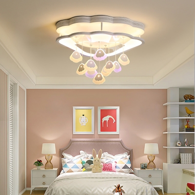 Metal Shell LED Semi Flush Mount Light Modern Ceiling Lamp in Warm/White for Nursing Room