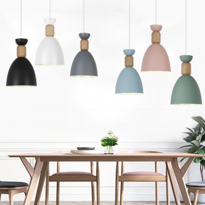 Nordic Candy Colored Pendant Light Goblet Shape One Light Metal Hanging Light for Restaurant