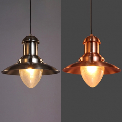 Saucer Shade Restaurant Pendant Light Metal 1 Light Industrial Hanging Light in Copper/Nickle