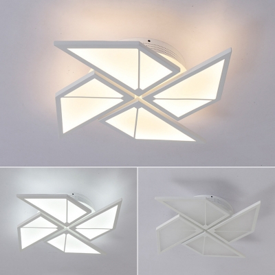 Simple Style Semi Flush Mount Light Toy Windmill 4/5 Heads Metal LED Ceiling Lamp in Neutral/White/Yellow