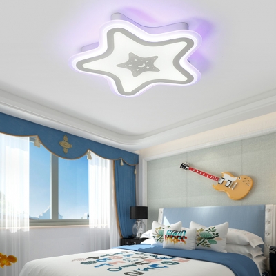 Simple Style Star Flushmount Light Acrylic White LED Ceiling Lamp in Neutral/White/Yellow for Kindergarten
