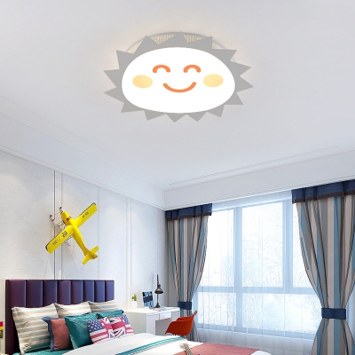 Smiling Sun LED Flush Ceiling Light Kids Candy Colored Ceiling Lamp with Third Gear/White Lighting for Bedroom