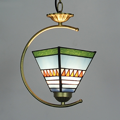 Stained Glass Craftsman Pendant Light 1 Light 8 Inch Vintage Style Hanging Lamp for Hallway
