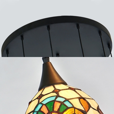 Stained Glass Dome Pendant Light Swirl Stair 6/12 Lights Tiffany Victorian Style Suspension Light