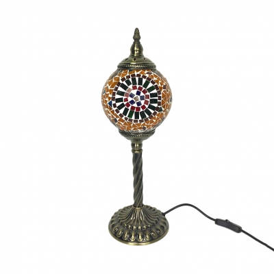 Stained Glass Torch Table Lamp One Light Art Deco Table Light with Plug-In Cord for Study Room