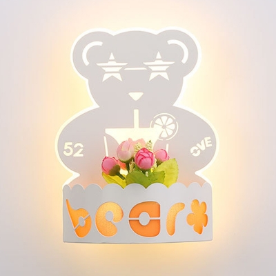 White Butterfly/Bear/Bird/House Wall Light Lovely Acrylic LED Sconce Light in Warm for Kid Bedroom