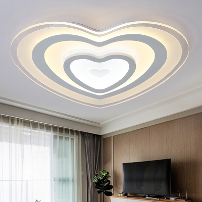 White Hearts LED Ceiling Mount Light Modern Acrylic Stepless Dimming/White Lighting Flush Light for Dining Room