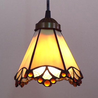 1 Light Down Lighting Pendant Light Tiffany Style Vintage Glass Suspension Light for Restaurant