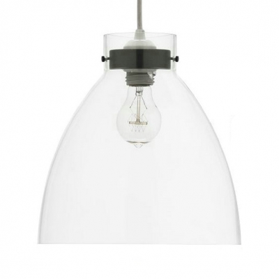 Dining Room Domed Shade Hanging Light Clear Glass One Light Simple Style Suspension Light