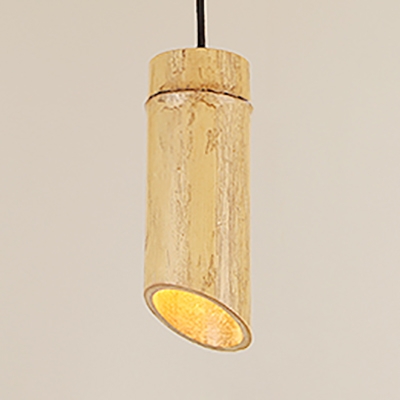 Bamboo Flute Pendant Light Single Light Antique Style Suspension Light in Beige for Cafe