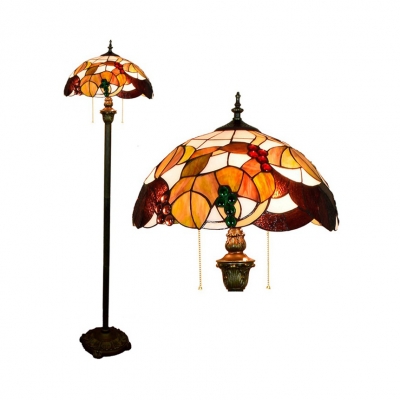 Tiffany Leaf/Sunflower/Victorian Floor Lamp Stained Glass 2 Heads Standing Light for Adult Bedroom