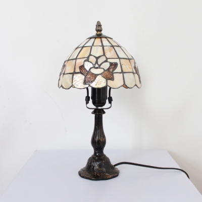 Flower/Hollow/Magnolia Hotel Desk Light Stained Glass 1 Head Tiffany Rustic Table Light with Bronze Body