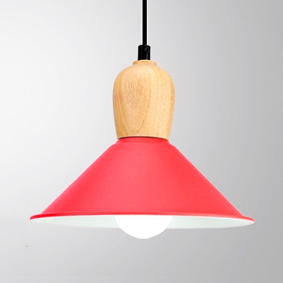 Aluminum Conical Shade Pendant Light Restaurant Kitchen 1 Head Macaron Hanging Light in Blue/Green/Red/Yellow