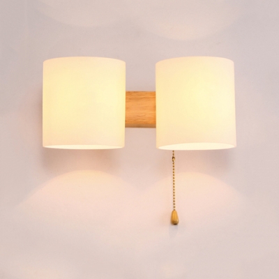 Wood Frosted Glass Wall Lamp for Bedroom Corridor Sigle Light / Two Lights Wall Light