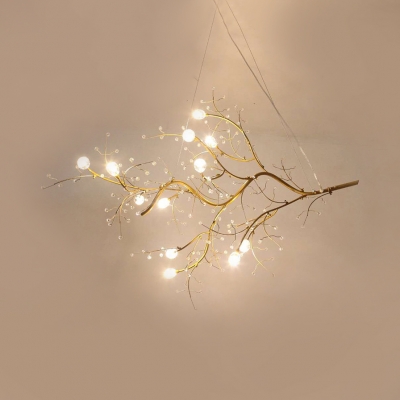 Black/Gold/Silver Branch Chandelier 10 Light Romantic Metal Hanging Light for Restaurant Bedroom