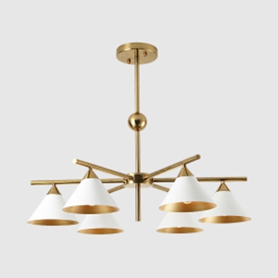 Contemporary Living Room Lighting 6/8/10 Light Metal Saucer Downligting Chandelier in Gold Painted Finish