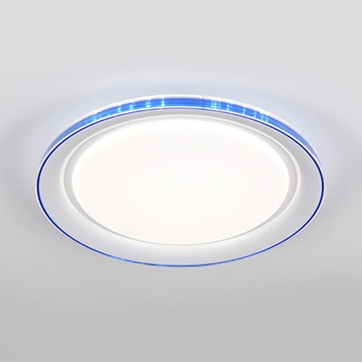 Contemporary Circle Flush Mount Light Acrylic LED Ceiling Light in Blue/Brown/Gold with White Lighting for Bedroom