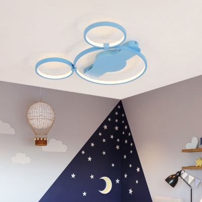 Acrylic Cartoon Mouse Ceiling Light Kid Bedroom Warm/White Lighting LED Flush Light in Blue/Pink/White