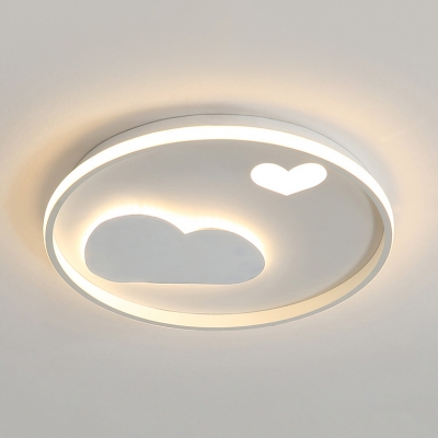 Acrylic Cloud Heart Ceiling Light Kids Gray/White LED Flush Mount Light in Warm/White for Teen