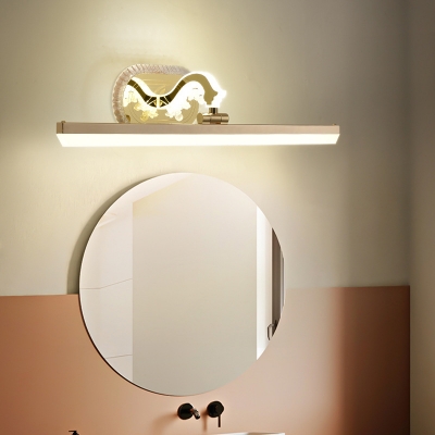 Acrylic Linear LED Vanity Light Mirror 16/22/28 Inch Elegant Style Antifogging Wall Light in Gold