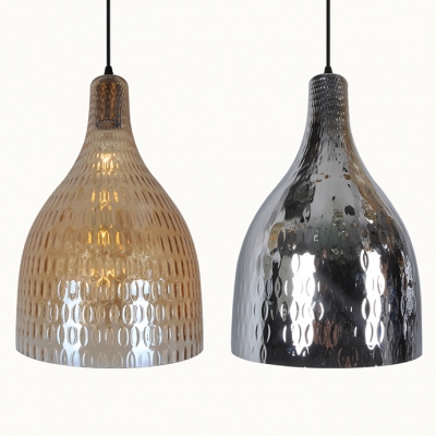Amber/Chrome Glass Bottle Shape Hanging Light 1 Light Traditional Ceiling Light for Bedroom