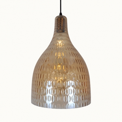 Amber/Chrome Glass Bottle Shape Hanging Light 1 Light Traditional Ceiling Light for Bedroom