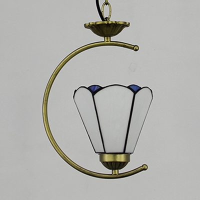 Antique Style Conical Pendant Lamp 1 Light 8 Inch Glass Hanging Light for Cloth Shop