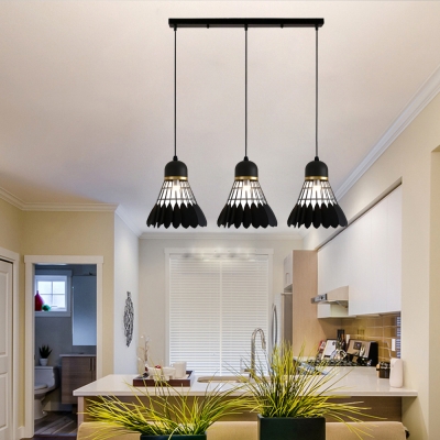 Badminton Dining Room Suspension Light Metal 3 Lights Creative Hanging Light with Linear/Round Canopy in Black