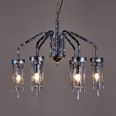 Candle Shape Chandelier Metal 6 Lights Antique Style Hanging Lamp for Restaurant Villa