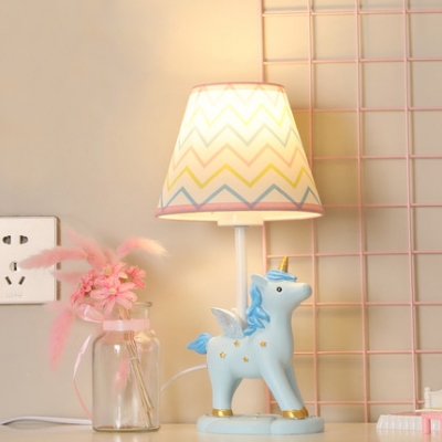 Cartoon Unicorn LED Desk Light Dimmable Resin 1 Light Blue Plug In Reading Lamp for Boy Bedroom