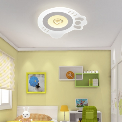 Cartoon White LED Ceiling Mount Light Kitty Acrylic Stepless Dimming/Warm/White Flush Light