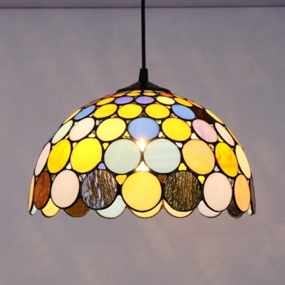 Colorful Small Dots Pendant Lamp 1 Light Tiffany Style Glass Ceiling Light for Restaurant