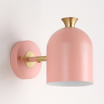 Contemporary Macaron Colored Sconce Light Cup 1 Light Metal Sconce Lamp for Kids Bedroom