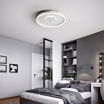 Cute Champagne/White Ceiling Fixture with Star Third Gear/Warm/White LED Ceiling Mount Light for Nursing Room