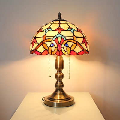 Deer/Mediterranean/Rose/Victorian Table Light with Pull Chain Rustic Tiffany Stained Glass Desk Light for Cafe