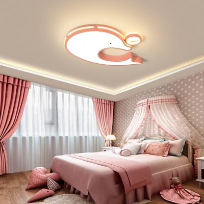 Dolphin Shaped LED Ceiling Mount Light Animal Metal Ceiling Lamp in Warm/White for Kid Bedroom