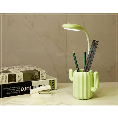 Flexible Neck Cactus Desk Light Dormitory 1 Head Lovely Switch Control LED Study Light in Blue/Green/Pink