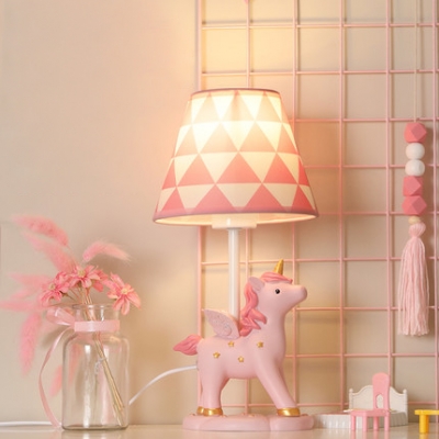 Girl Bedroom Unicorn Desk Light Resin 1 Light Animal Pink LED Reading Lamp with Plug In Cord