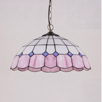 Glass Bowl Shade Pendant Light Multi-Color Choice 1 Light Tiffany Style Hanging Lamp for Bedroom