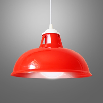 One Light Barn Pendant Light Industrial Metal Hanging Light in Red for Warehouse Cloth Shop