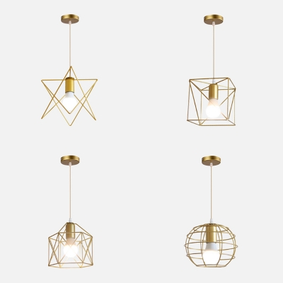 Industrial Gold Pendant Light Metal 1, Metal Star Hanging Lamps