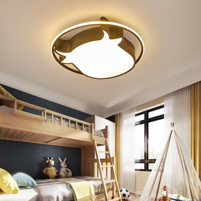 Kids Bull Head Ceiling Mount Light Acrylic Stepless Dimming/Third Gear LED Ceiling Lamp for Bedroom