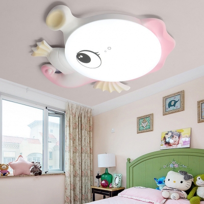 Lovely Blue/Pink Flush Light Seahorse Shape Acrylic Ceiling Mount Light in Warm/White for Child Bedroom