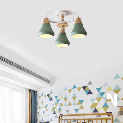 Macaron Color Circle Pendant Lighting 3 Lights Modern Metal Chandelier for Kitchen Hallway