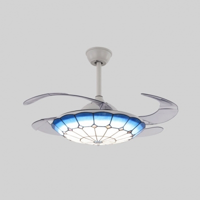 Mediterranean Bowl Semi Flush Ceiling, Bedroom Ceiling Fans With Lights And Remote Control