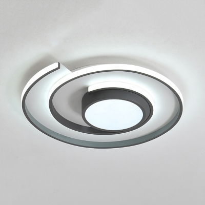 Modern Tape Measure Ceiling Light Acrylic Gray/White LED Flush Mount Light in Warm/White for Living Room