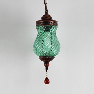 Moroccan Gourd Pendant Light Swirl Glass 1 Light Suspension Light for Foyer Pack of 1/6(Random Color Delivery)