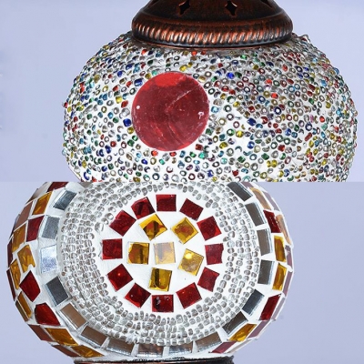 Mosaic Multi-Color Pendant Light 1/3 Pack Globe 1 Head Glass Hanging Lamp for Bedroom(not Specified We will be Random Shipments)